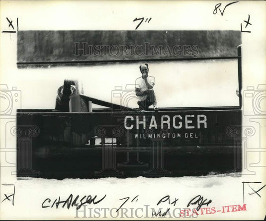 1976 Man Aboard Vessel "Charger" On Mississippi River, New Orleans - Historic Images