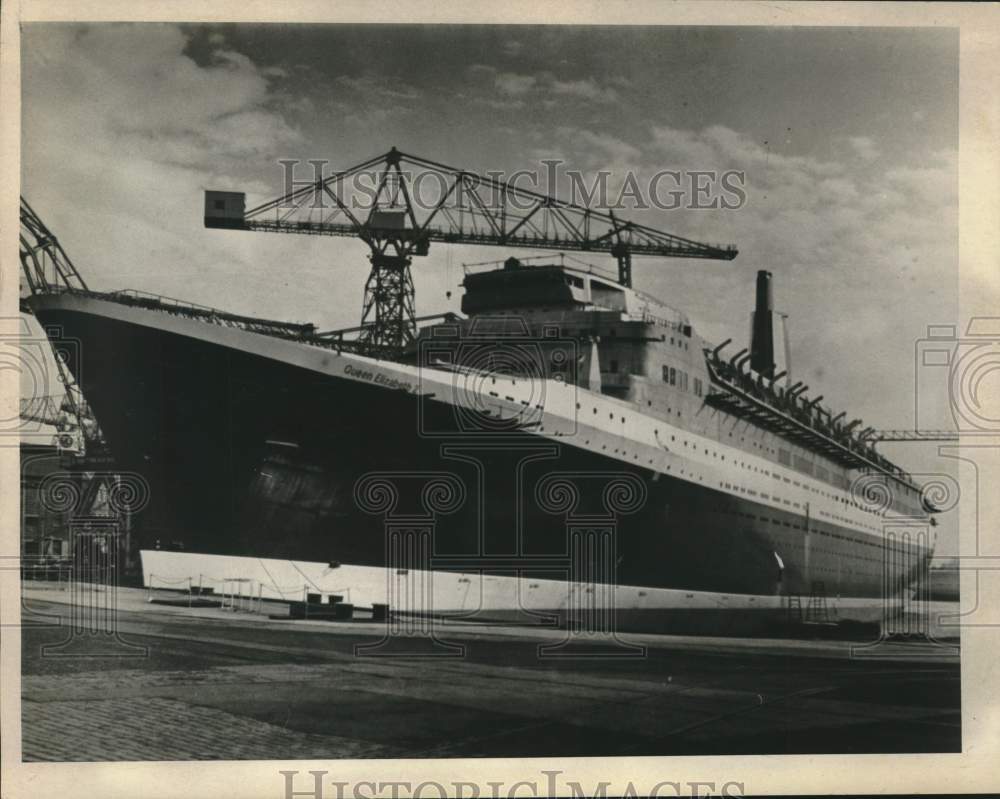 1968 Press Photo Liner Queen Elizabeth II  Nears Completion, Clydebank, Scotland - Historic Images