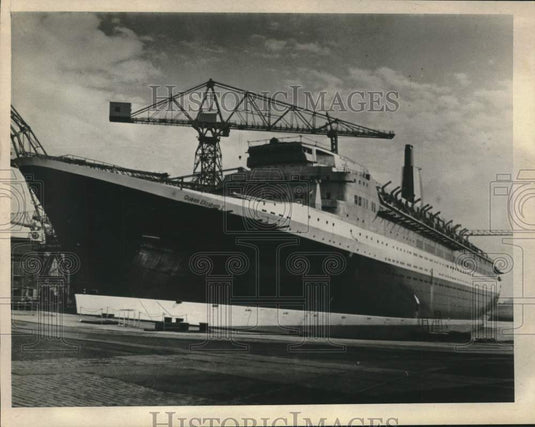 1968 Press Photo Liner Queen Elizabeth II  Nears Completion, Clydebank, Scotland - Historic Images