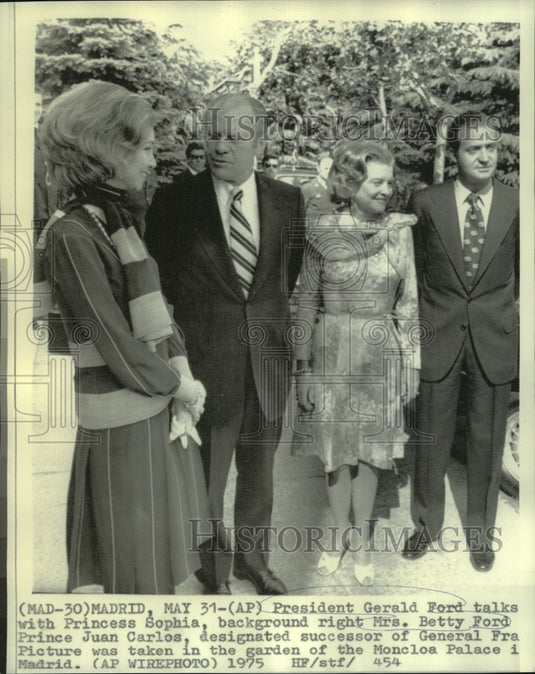 1975 Press Photo President & Mrs. Ford with Princess Sophia & Prince Juan Carlos - Historic Images