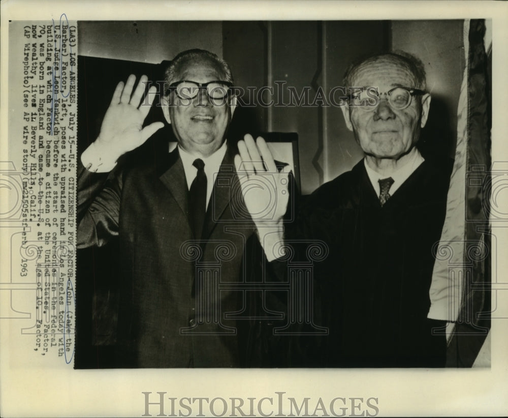 1963 John Barber at U.S. citizenship ceremony with Judge Yankwich - Historic Images