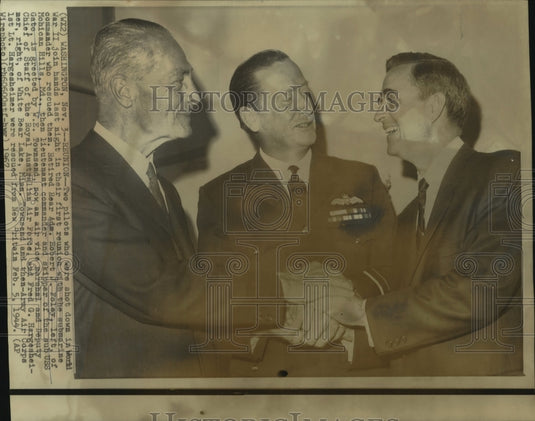 1967 Two rescued pilots & submarine skipper Foley, who rescued them - Historic Images