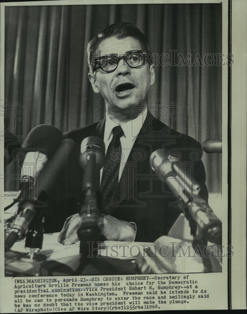 1968 Press Photo Secretary of Agriculture Orville Freeman at press conference-Historic Images