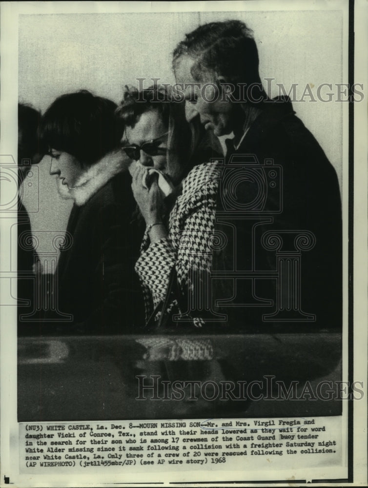 1968 Mr. &amp; Mrs. Virgil Fregia &amp; daughter wait word of missing son - Historic Images