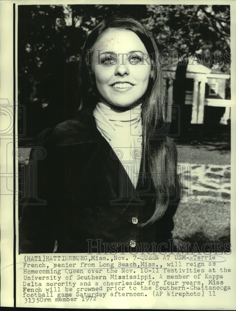 1972 Terri French, University of Southern MS&#39;s Homecoming Queen - Historic Images