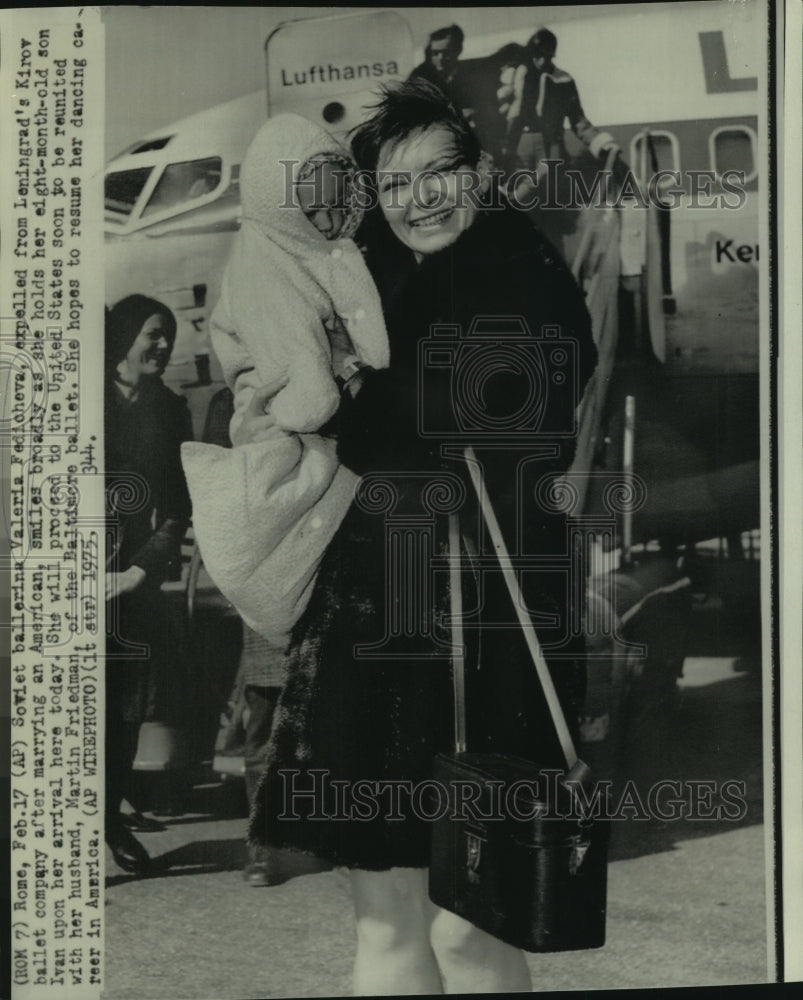 1975 Soviet ballerina Valeria Fedicheva with son Ivan in Rome, Italy - Historic Images