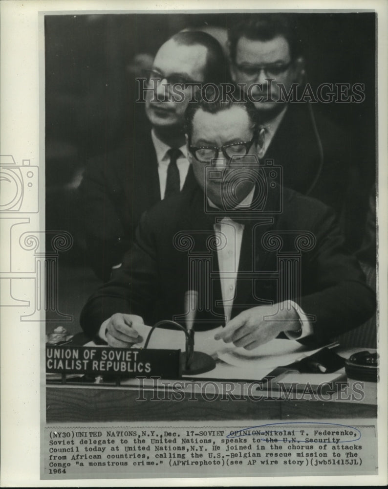 1964 Nikolai T. Federenko speaks to U.N. Security Council in NY - Historic Images