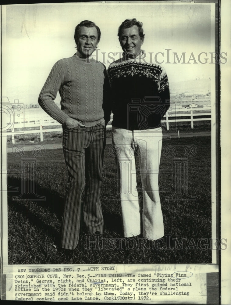 1972 Famed Finn Twins shown above in Nevada - Historic Images