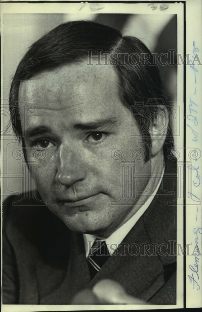 1972 David W.  Fleming, Dita Beard&#39;s attorney, at news conference - Historic Images