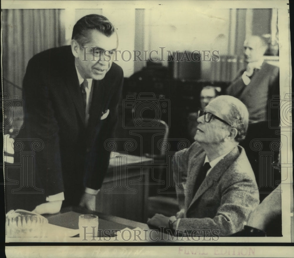 1969 Clifford Hardin &amp; Ellender at Senate Agriculture committee - Historic Images