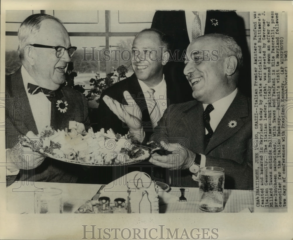 1961 Press Photo Italian Premiere Fanfani &amp; others at luncheon in Maryland-Historic Images