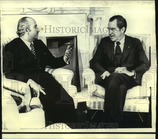 1973 President Nixon & Egypt's Foreign Minister Fahmy at White House - Historic Images