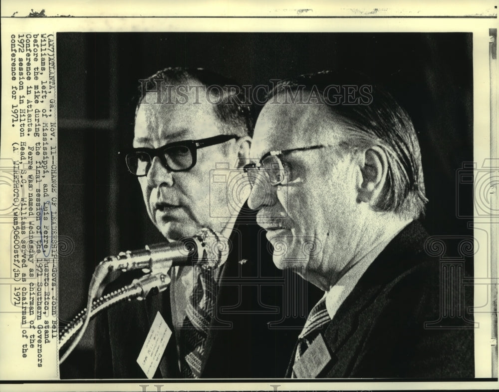 1971 Press Photo Govs. Williams &amp; Ferre at Southern Governors Conference - Historic Images