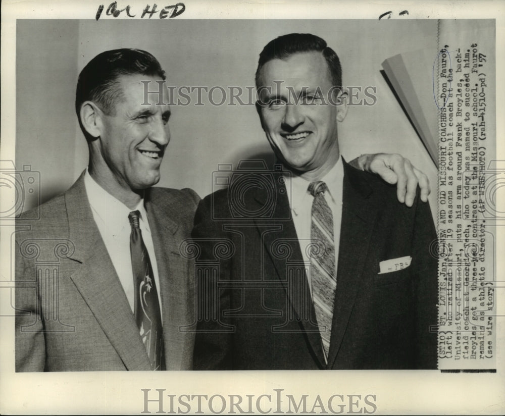 1957 Frank Broyles replaces Don Faurot at University of MO&#39;s coach - Historic Images