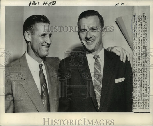 1957 Frank Broyles replaces Don Faurot at University of MO's coach - Historic Images