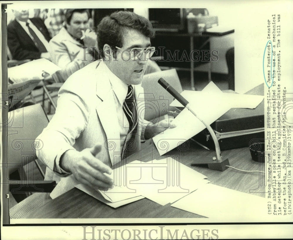 1975 Sen. Fontenot speaks at Senate Judiciary Committee meeting - Historic Images