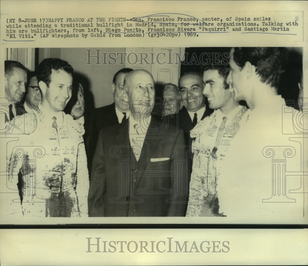 1969 Gen. Franco of Spain with bullfighters - Historic Images