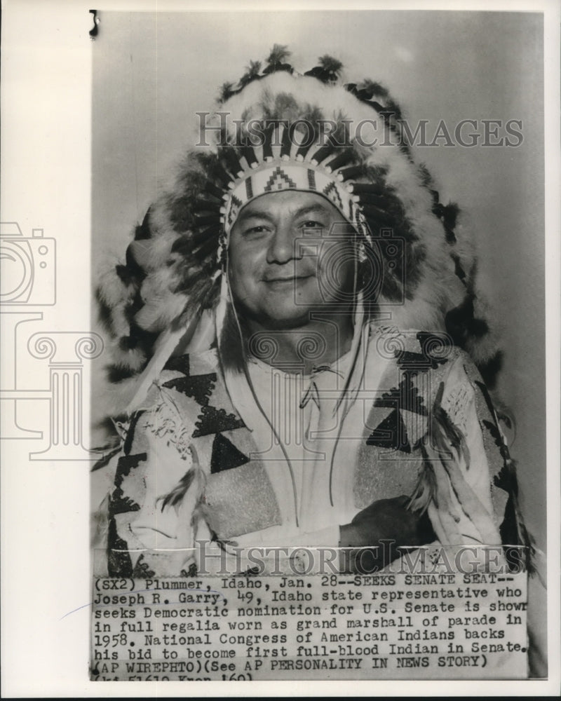 1958 Joseph Garry as Grand Marshall in 1958 parade in Idaho - Historic Images