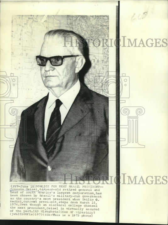 1973 Ernesto Geisel, choice for next Brazil President. - Historic Images