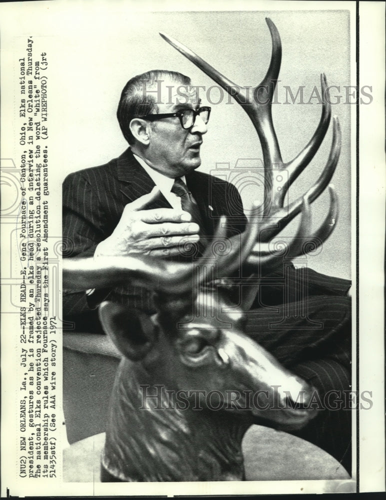 1971 E. Gene Fournace, Elks National President, during interview - Historic Images