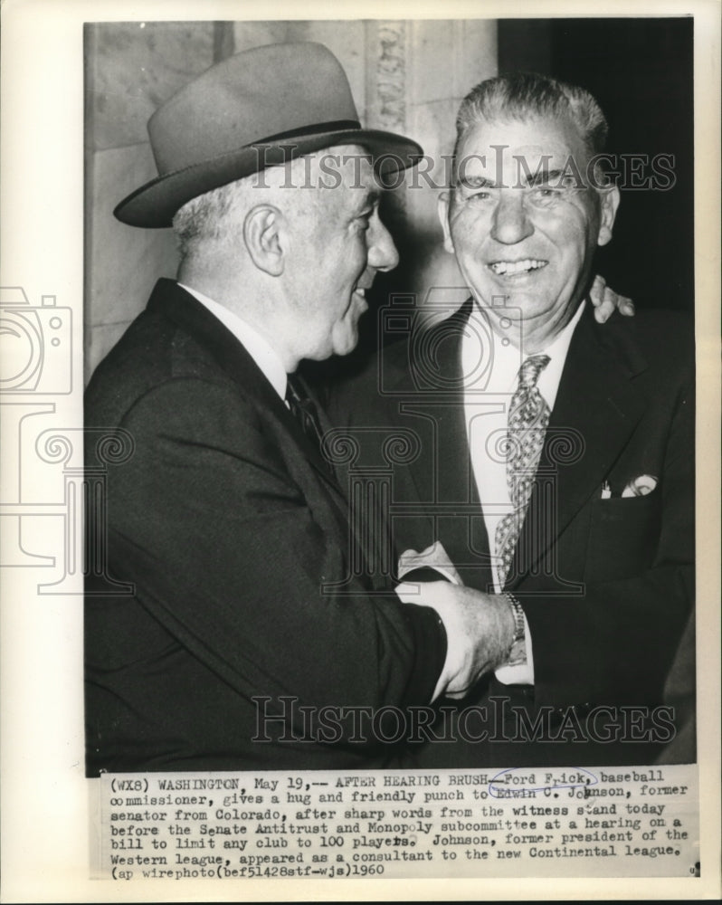 1960 Baseball Commissioner Ford Frick &amp; Edwin Johnson in Washington - Historic Images