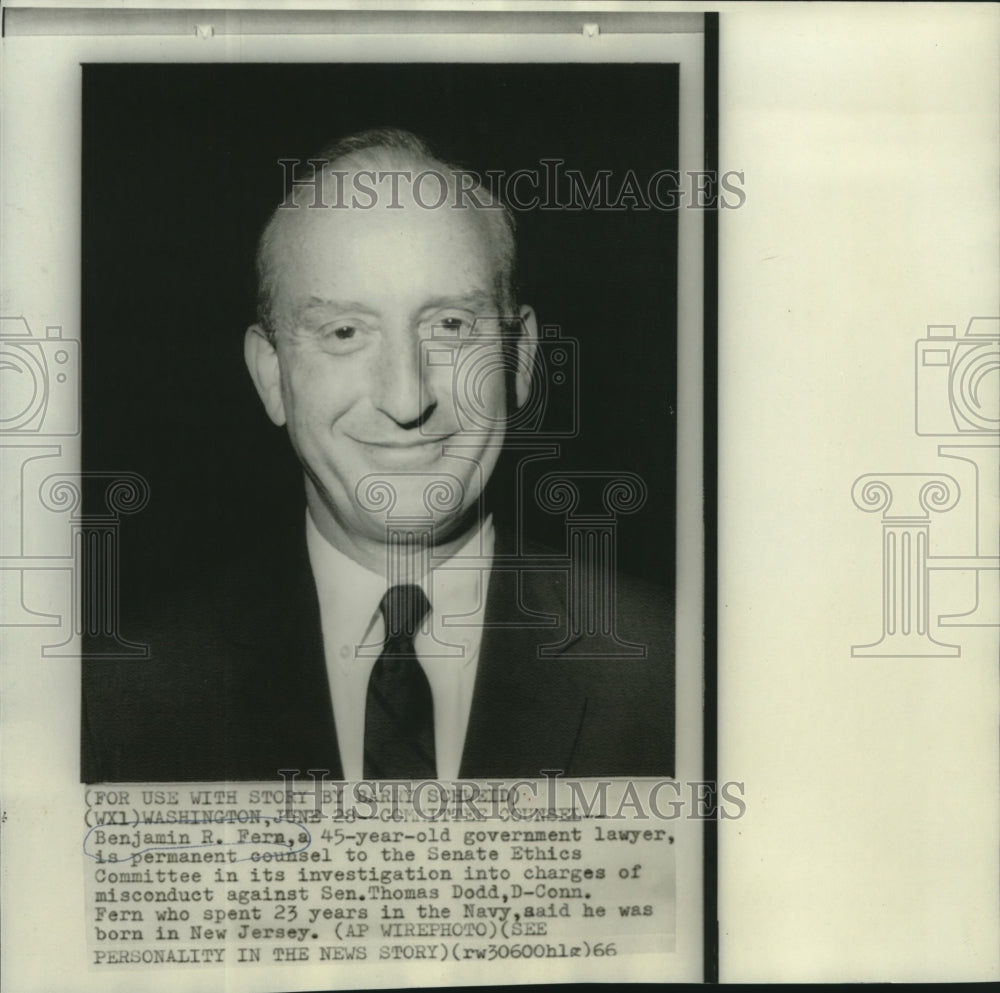 1966 Benjamin Fern, counsel to Senate Ethics Committee - Historic Images