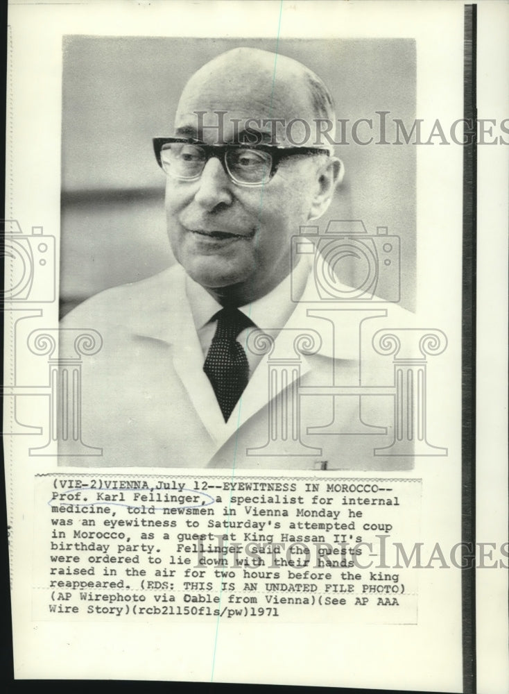 Press Photo Professor Karl Fellinger, eyewitness to Morocco coup - now03219-Historic Images