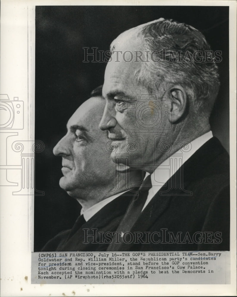 1964 Senator Barry Goldwater &amp; Rep. Miller at GOP convention - Historic Images