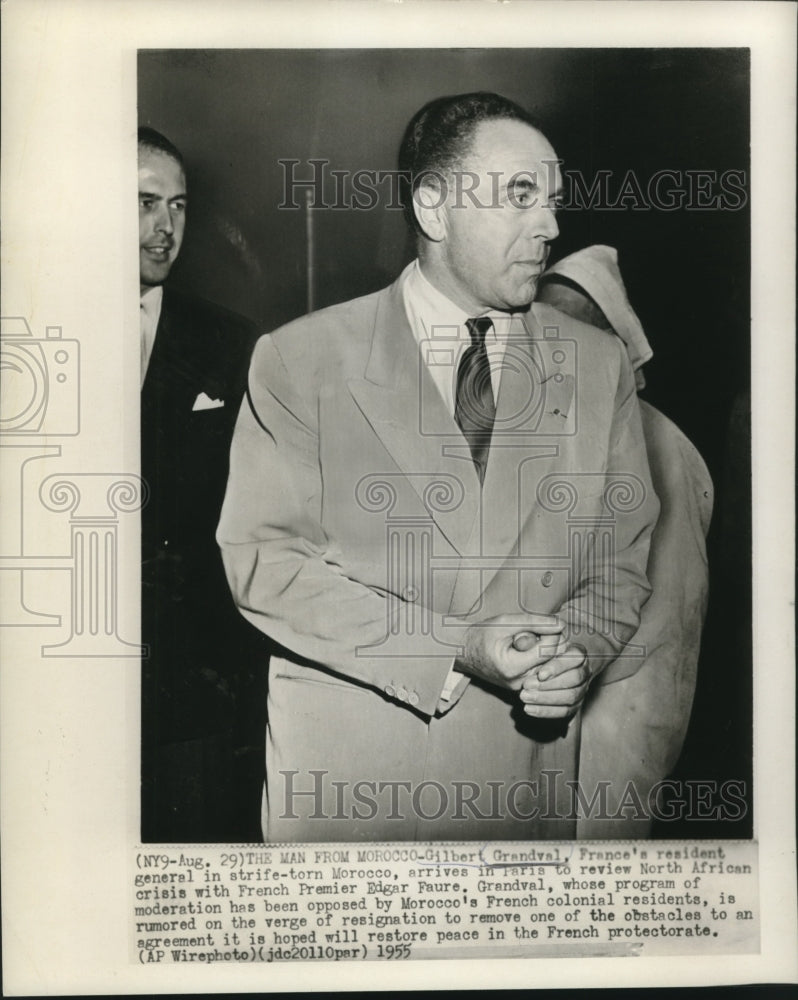 1955 Press Photo Gilbert Grandval, France&#39;s resident general in Morocco - Historic Images