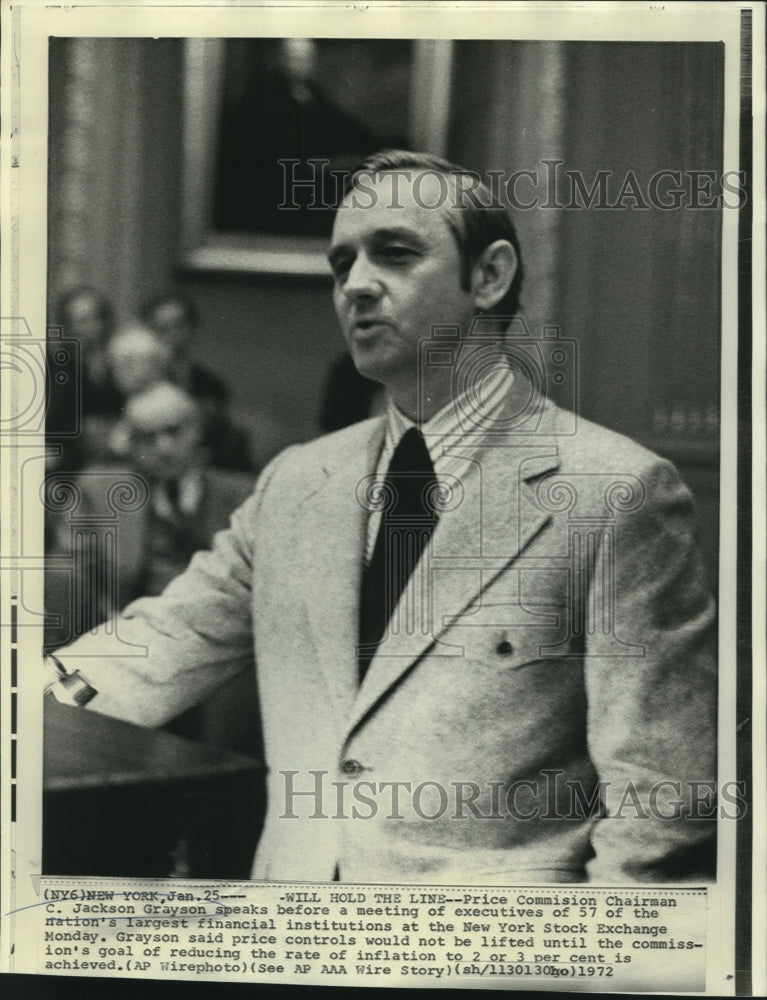 1972 Price Commission Chairman Jackson Grayson speaks in New York - Historic Images