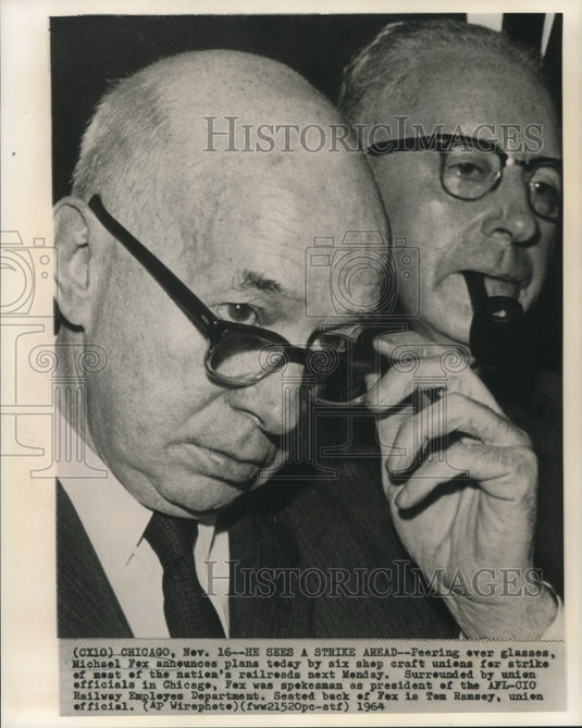 1964 Press Photo Michael Fox & other railway officials at news conference-Historic Images
