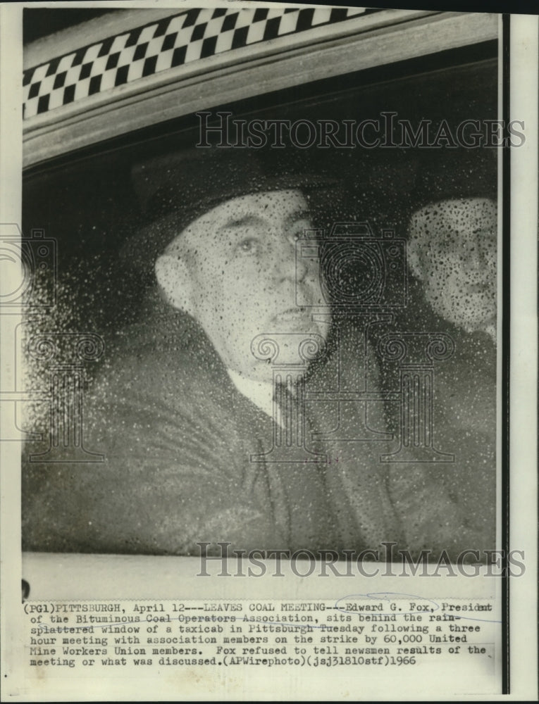 1966 Press Photo President of Bituminous Coal Miners Union, Edward G. Fox-Historic Images