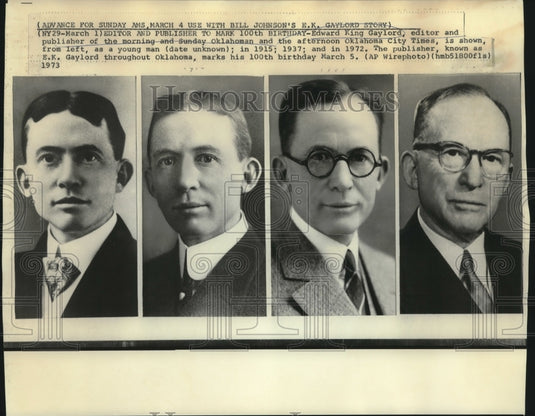 1973 Edward King Gaylord, editor and publisher, stages of life - Historic Images
