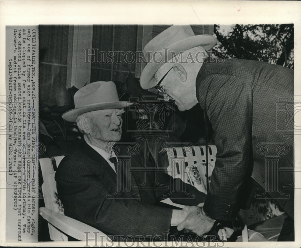 1965 Tully Garner greets his father, former President John Garner - Historic Images