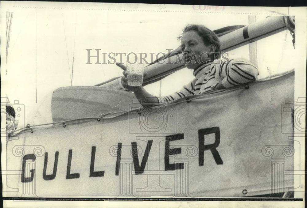 1973 Press Photo Sailor Clare Francis in The Gulliver sailed across the Atlantic-Historic Images