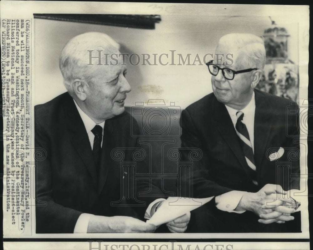 1968 Treasury Secretary Fowler talks with successor David Kennedy-Historic Images