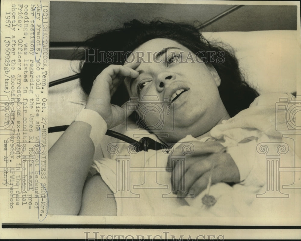 1967 Mrs. Mary Frances, Hoffa testimony witness, shot by ex-convict - Historic Images