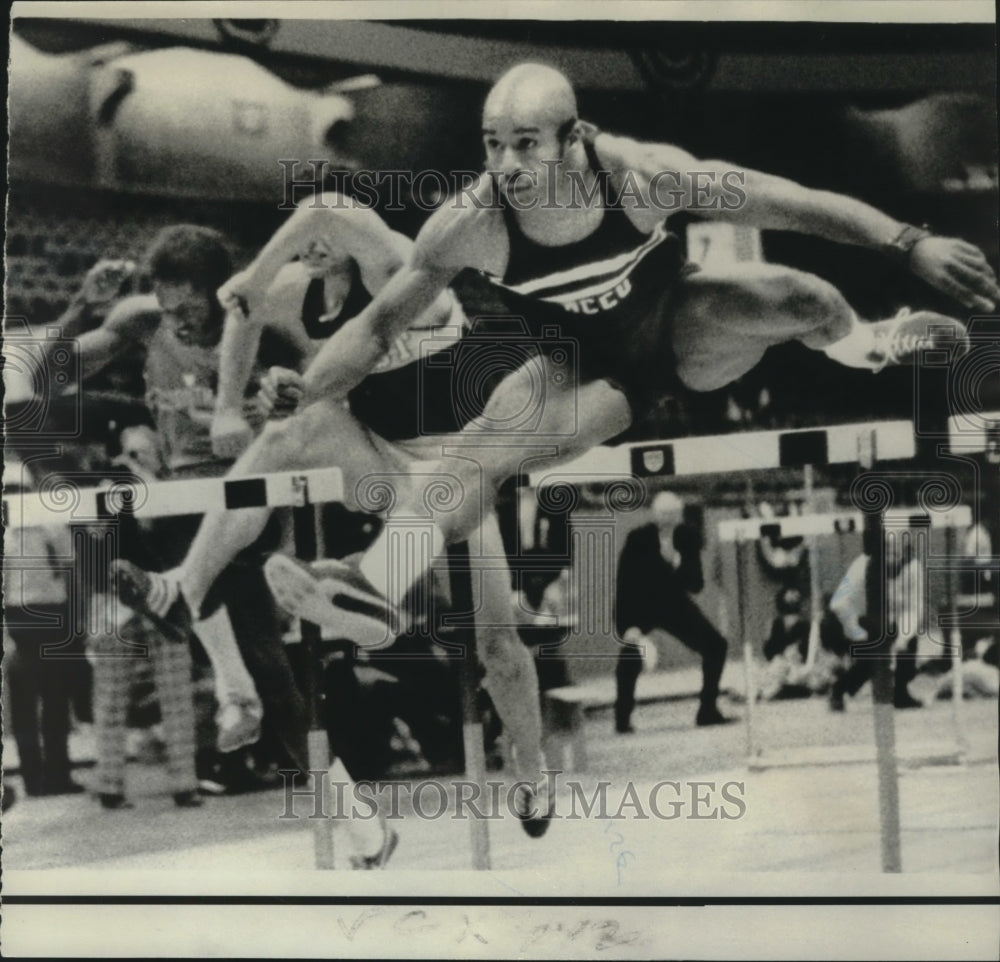 1975 North Carolina Central&#39;s Charles Foster wins 60-yard hurdles - Historic Images