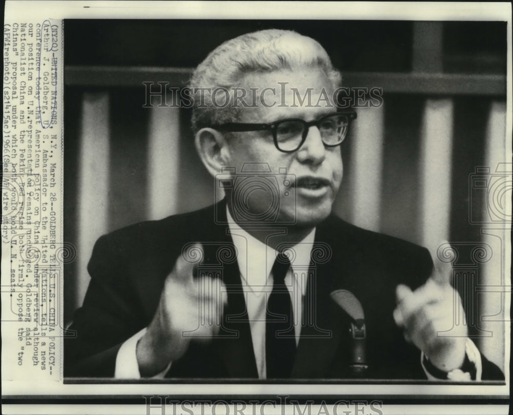 1966 Press Photo Ambassador Goldberg to the United Nations at news conference-Historic Images