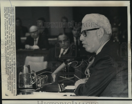 1968 Press Photo Arthur Goldberg, U.S. Ambassador to United Nations resigns post - Historic Images