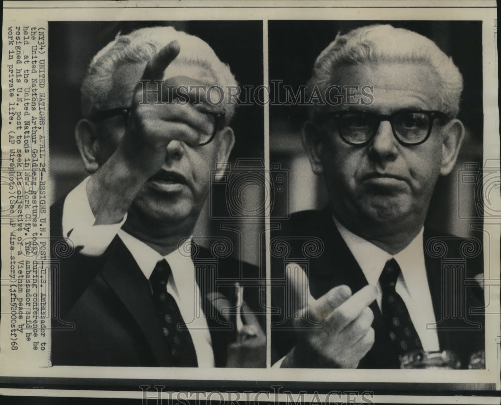 1968 U.S. Ambassador to U.N. Arthur Goldberg resigns his post - Historic Images