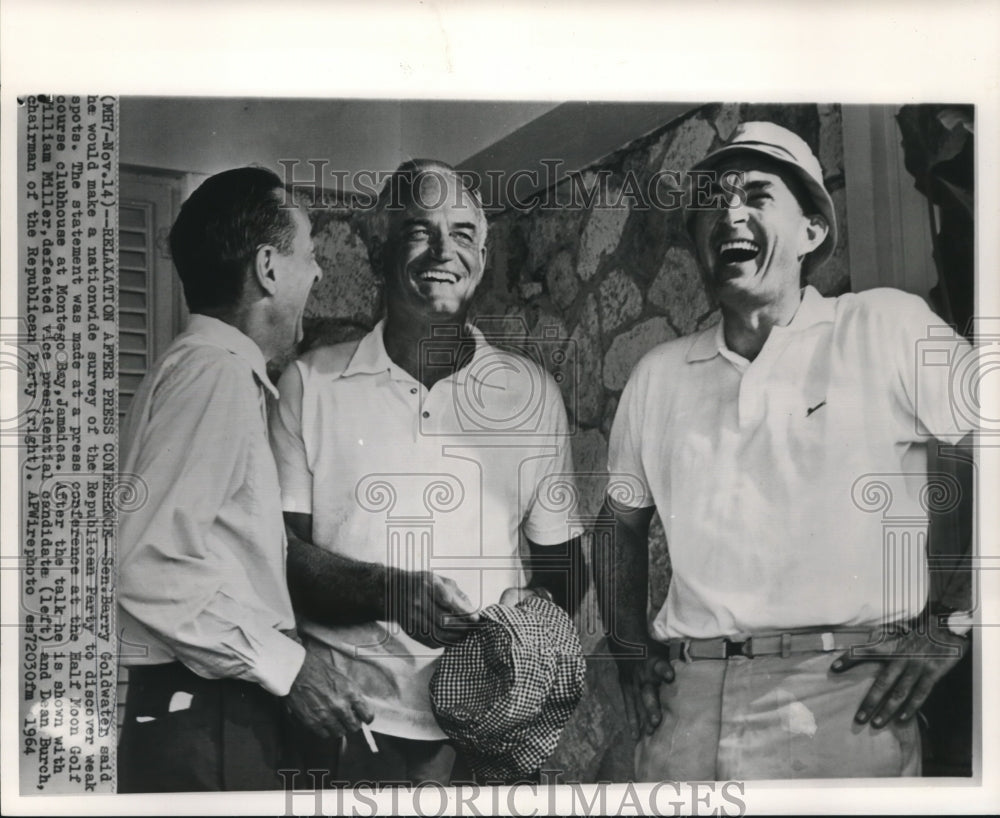 1964 Senator Goldwater with Miller &amp; Birch at Montego Bay, Jamaica - Historic Images