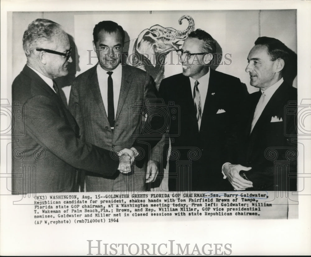 1964 Senator Goldwater &amp; Rep. Miller with Florida GOP chairman - Historic Images