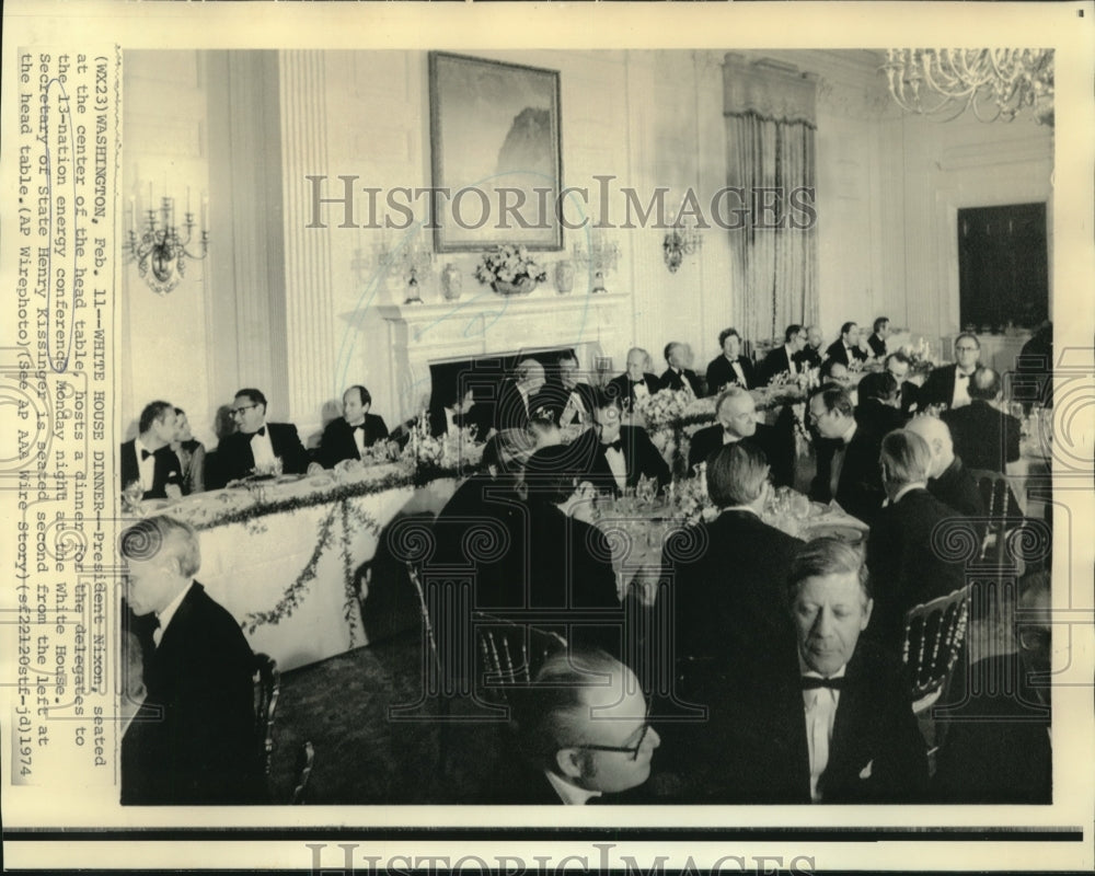 1974 President Nixon host dinner for 13-nation energy conference - Historic Images