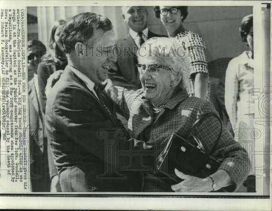 1968 Charles Goodell gets hug from his mother on Capitol Hill - Historic Images