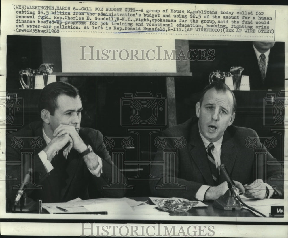 1968 Rep. Charles Goodell &amp; Rep. Rumsfeld call for budget cuts - Historic Images