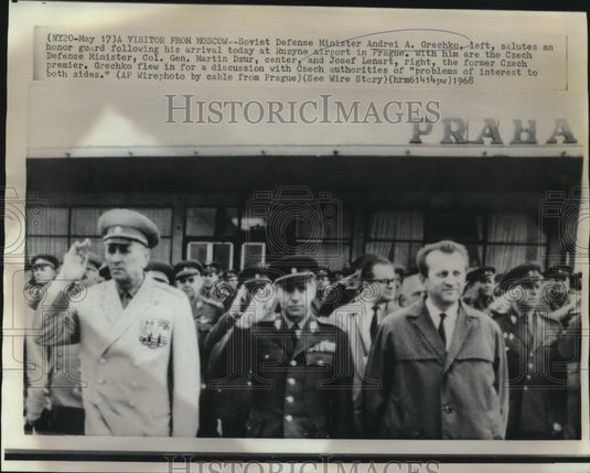 1968 Soviet Defense Minister Grechko & others meet in Prague - Historic Images