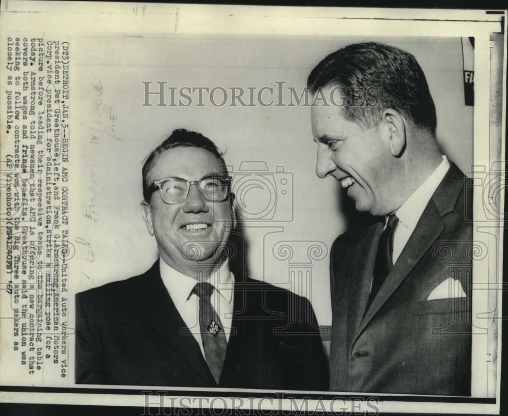 1968 UAW's Pat Greathouse meets with American Motors' Armstrong-Historic Images