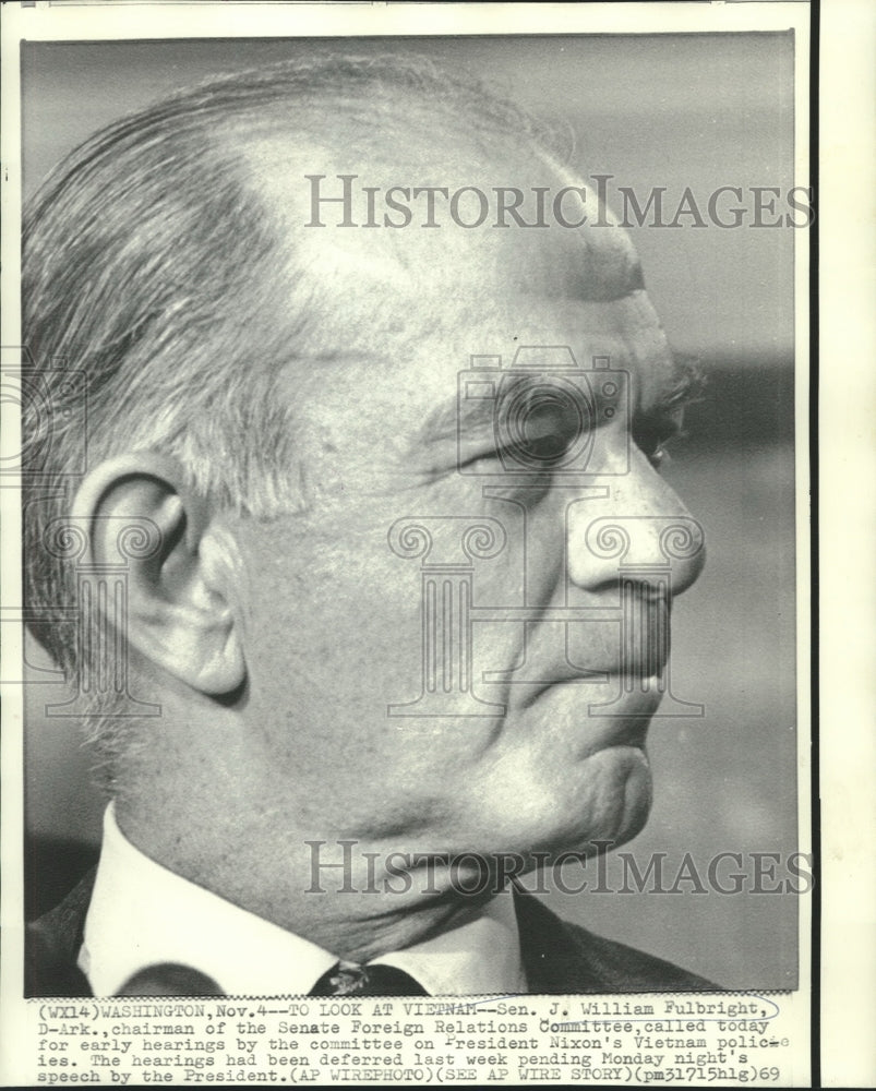 1969 Press Photo Senator J. William Fulbright, chairman, Foreign Relations - Historic Images