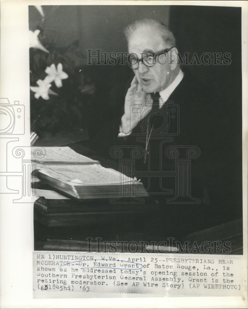 1963 Press Photo Dr. Edward Grant addresses Southern Presbyterian Assembly-Historic Images